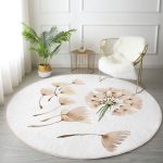 - RealHomes Dijital Baskılı Kaymaz Tabanlı Comfort Yuvarlak Halı - Realhomes  Beyaz Zeminde Çiçek Desenli Dijital Baskılı Modern Krem Koridor ve Antre Yıkanabilir Kaymaz Tabanlı Yuvarlak Halı Realhomes