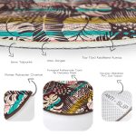 - RealHomes Dijital Baskılı Kaymaz Tabanlı Comfort Yuvarlak Halı - Realhomes  Siyah Zeminde Yaprak Desenli Dijital Baskılı Modern Renkli Outdoor Yıkanabilir Kaymaz Tabanlı Yuvarlak Halı Realhomes