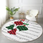 - RealHomes Dijital Baskılı Kaymaz Tabanlı Comfort Yuvarlak Halı - Realhomes  Beyaz Zeminde Ekose Desenli Çan Dijital Baskılı Modern Bordo Koridor ve Antre Yıkanabilir Kaymaz Tabanlı Yuvarlak Halı Realhomes