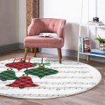 - RealHomes Dijital Baskılı Kaymaz Tabanlı Comfort Yuvarlak Halı - Realhomes  Beyaz Zeminde Ekose Desenli Çan Dijital Baskılı Modern Bordo Koridor ve Antre Yıkanabilir Kaymaz Tabanlı Yuvarlak Halı Realhomes