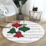 - RealHomes Dijital Baskılı Kaymaz Tabanlı Comfort Yuvarlak Halı - Realhomes  Beyaz Zeminde Ekose Desenli Çan Dijital Baskılı Modern Bordo Koridor ve Antre Yıkanabilir Kaymaz Tabanlı Yuvarlak Halı Realhomes