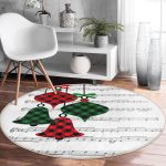 - RealHomes Dijital Baskılı Kaymaz Tabanlı Comfort Yuvarlak Halı - Realhomes  Beyaz Zeminde Ekose Desenli Çan Dijital Baskılı Modern Bordo Koridor ve Antre Yıkanabilir Kaymaz Tabanlı Yuvarlak Halı Realhomes