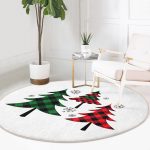 - RealHomes Dijital Baskılı Kaymaz Tabanlı Comfort Yuvarlak Halı - Realhomes  Beyaz Zeminde Ekose Desenli Çam Ağacı Motifli Dijital Baskılı Modern Bordo Balkon Yıkanabilir Kaymaz Tabanlı Yuvarlak Halı Realhomes