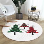 - RealHomes Dijital Baskılı Kaymaz Tabanlı Comfort Yuvarlak Halı - Realhomes  Beyaz Zeminde Ekose Desenli Çam Ağacı Motifli Dijital Baskılı Modern Bordo Balkon Yıkanabilir Kaymaz Tabanlı Yuvarlak Halı Realhomes