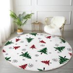 - RealHomes Dijital Baskılı Kaymaz Tabanlı Comfort Yuvarlak Halı - Realhomes  Beyaz Zeminde Ekoseli Çam Ağacı Desenli Dijital Baskılı Modern Bordo Koridor ve Antre Yıkanabilir Kaymaz Tabanlı Yuvarlak Halı Realhomes