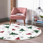 - RealHomes Dijital Baskılı Kaymaz Tabanlı Comfort Yuvarlak Halı - Realhomes  Beyaz Zeminde Ekoseli Çam Ağacı Desenli Dijital Baskılı Modern Bordo Koridor ve Antre Yıkanabilir Kaymaz Tabanlı Yuvarlak Halı Realhomes