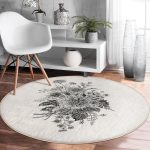 - RealHomes Dijital Baskılı Kaymaz Tabanlı Comfort Yuvarlak Halı - Realhomes  Pastel Zeminde Çiçek Desenli Dijital Baskılı Modern Krem Salon ve Oturma Odası Yıkanabilir Kaymaz Tabanlı Yuvarlak Halı Realhomes