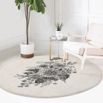 - RealHomes Dijital Baskılı Kaymaz Tabanlı Comfort Yuvarlak Halı - Realhomes  Pastel Zeminde Çiçek Desenli Dijital Baskılı Modern Krem Salon ve Oturma Odası Yıkanabilir Kaymaz Tabanlı Yuvarlak Halı Realhomes