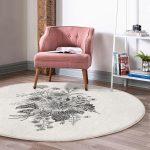 - RealHomes Dijital Baskılı Kaymaz Tabanlı Comfort Yuvarlak Halı - Realhomes  Pastel Zeminde Çiçek Desenli Dijital Baskılı Modern Krem Salon ve Oturma Odası Yıkanabilir Kaymaz Tabanlı Yuvarlak Halı Realhomes