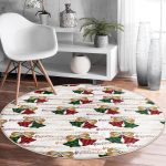 - RealHomes Dijital Baskılı Kaymaz Tabanlı Comfort Yuvarlak Halı - Realhomes  Beyaz Zeminde Ekoseli Çan Desenli Dijital Baskılı Modern Bordo Koridor ve Antre Yıkanabilir Kaymaz Tabanlı Yuvarlak Halı Realhomes