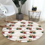 - RealHomes Dijital Baskılı Kaymaz Tabanlı Comfort Yuvarlak Halı - Realhomes  Beyaz Zeminde Ekoseli Çan Desenli Dijital Baskılı Modern Bordo Koridor ve Antre Yıkanabilir Kaymaz Tabanlı Yuvarlak Halı Realhomes