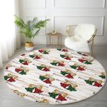 - RealHomes Dijital Baskılı Kaymaz Tabanlı Comfort Yuvarlak Halı - Realhomes  Beyaz Zeminde Ekoseli Çan Desenli Dijital Baskılı Modern Bordo Koridor ve Antre Yıkanabilir Kaymaz Tabanlı Yuvarlak Halı Realhomes