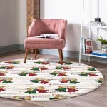 - RealHomes Dijital Baskılı Kaymaz Tabanlı Comfort Yuvarlak Halı - Realhomes  Beyaz Zeminde Ekoseli Çan Desenli Dijital Baskılı Modern Bordo Koridor ve Antre Yıkanabilir Kaymaz Tabanlı Yuvarlak Halı Realhomes