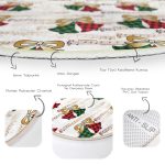 - RealHomes Dijital Baskılı Kaymaz Tabanlı Comfort Yuvarlak Halı - Realhomes  Beyaz Zeminde Ekoseli Çan Desenli Dijital Baskılı Modern Bordo Koridor ve Antre Yıkanabilir Kaymaz Tabanlı Yuvarlak Halı Realhomes