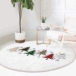 - RealHomes Dijital Baskılı Kaymaz Tabanlı Comfort Yuvarlak Halı - Realhomes  Beyaz Zeminde Ekoseli Çam Ağacı Desenli Dijital Baskılı Modern Renkli Balkon Yıkanabilir Kaymaz Tabanlı Yuvarlak Halı Realhomes