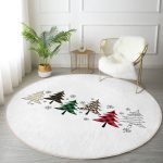 - RealHomes Dijital Baskılı Kaymaz Tabanlı Comfort Yuvarlak Halı - Realhomes  Beyaz Zeminde Ekoseli Çam Ağacı Desenli Dijital Baskılı Modern Renkli Balkon Yıkanabilir Kaymaz Tabanlı Yuvarlak Halı Realhomes