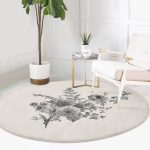 - RealHomes Dijital Baskılı Kaymaz Tabanlı Comfort Yuvarlak Halı - Realhomes  Pastel Zeminde Çiçek Desenli Dijital Baskılı Modern Krem Salon ve Oturma Odası Yıkanabilir Kaymaz Tabanlı Yuvarlak Halı Realhomes