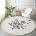 - RealHomes Dijital Baskılı Kaymaz Tabanlı Comfort Yuvarlak Halı - Realhomes  Pastel Zeminde Çiçek Desenli Dijital Baskılı Modern Krem Salon ve Oturma Odası Yıkanabilir Kaymaz Tabanlı Yuvarlak Halı Realhomes