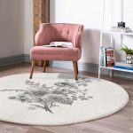 - RealHomes Dijital Baskılı Kaymaz Tabanlı Comfort Yuvarlak Halı - Realhomes  Pastel Zeminde Çiçek Desenli Dijital Baskılı Modern Krem Salon ve Oturma Odası Yıkanabilir Kaymaz Tabanlı Yuvarlak Halı Realhomes