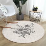 - RealHomes Dijital Baskılı Kaymaz Tabanlı Comfort Yuvarlak Halı - Realhomes  Pastel Zeminde Çiçek Desenli Dijital Baskılı Modern Krem Salon ve Oturma Odası Yıkanabilir Kaymaz Tabanlı Yuvarlak Halı Realhomes