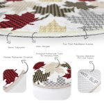 - RealHomes Dijital Baskılı Kaymaz Tabanlı Comfort Yuvarlak Halı - Realhomes  Beyaz Zeminde Ekoseli Yaprak Desenli Dijital Baskılı Modern Renkli Salon ve Oturma Odası Yıkanabilir Kaymaz Tabanlı Yuvarlak Halı Realhomes