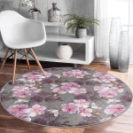- RealHomes Dijital Baskılı Kaymaz Tabanlı Comfort Yuvarlak Halı - Realhomes  Renkli Zeminde Çiçek Desenli Dijital Baskılı Modern Pembe Yatak Odası Yıkanabilir Kaymaz Tabanlı Yuvarlak Halı Realhomes