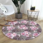 - RealHomes Dijital Baskılı Kaymaz Tabanlı Comfort Yuvarlak Halı - Realhomes  Renkli Zeminde Çiçek Desenli Dijital Baskılı Modern Pembe Yatak Odası Yıkanabilir Kaymaz Tabanlı Yuvarlak Halı Realhomes