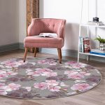 - RealHomes Dijital Baskılı Kaymaz Tabanlı Comfort Yuvarlak Halı - Realhomes  Renkli Zeminde Çiçek Desenli Dijital Baskılı Modern Pembe Yatak Odası Yıkanabilir Kaymaz Tabanlı Yuvarlak Halı Realhomes