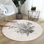 - RealHomes Dijital Baskılı Kaymaz Tabanlı Comfort Yuvarlak Halı - Realhomes Renkli Zeminde Çiçek Desenli Dijital Baskılı Modern Krem Salon ve Oturma Odası Yıkanabilir Kaymaz Tabanlı Yuvarlak Halı Realhomes