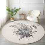 - RealHomes Dijital Baskılı Kaymaz Tabanlı Comfort Yuvarlak Halı - Realhomes Renkli Zeminde Çiçek Desenli Dijital Baskılı Modern Krem Salon ve Oturma Odası Yıkanabilir Kaymaz Tabanlı Yuvarlak Halı Realhomes