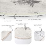 - RealHomes Dijital Baskılı Kaymaz Tabanlı Comfort Yuvarlak Halı - Realhomes Renkli Zeminde Çiçek Desenli Dijital Baskılı Modern Krem Salon ve Oturma Odası Yıkanabilir Kaymaz Tabanlı Yuvarlak Halı Realhomes