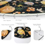 - RealHomes Dijital Baskılı Kaymaz Tabanlı Comfort Yuvarlak Halı - Realhomes  Siyah Zeminde Bal Kabağı Desenli Dijital Baskılı Modern Turuncu Koridor ve Antre Yıkanabilir Kaymaz Tabanlı Yuvarlak Halı Realhomes