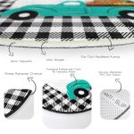 - RealHomes Dijital Baskılı Kaymaz Tabanlı Comfort Yuvarlak Halı - Realhomes  Ekose Çerçeve Üzerinde Bal Kabaklı Araba Dijital Baskılı Modern Turkuaz Balkon Yıkanabilir Kaymaz Tabanlı Yuvarlak Halı Realhomes