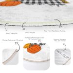 - RealHomes Dijital Baskılı Kaymaz Tabanlı Comfort Yuvarlak Halı - Realhomes  Beyaz Zeminde Ekose Desenli Bal Kabağı Motifli Dijital Baskılı Modern Turuncu Balkon Yıkanabilir Kaymaz Tabanlı Yuvarlak Halı Realhomes