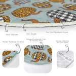 - RealHomes Dijital Baskılı Kaymaz Tabanlı Comfort Yuvarlak Halı - Realhomes  Pastel Zeminde Ekoseli Balkabağı Dijital Baskılı Modern Renkli Koridor ve Antre Yıkanabilir Kaymaz Tabanlı Yuvarlak Halı Realhomes