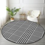 - RealHomes Dijital Baskılı Kaymaz Tabanlı Comfort Yuvarlak Halı - Realhomes  Beyaz Zeminde Siyah Zebra Desenli Dijital Baskılı Modern Ofis Yıkanabilir Kaymaz Tabanlı Yuvarlak Halı Realhomes