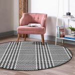 - RealHomes Dijital Baskılı Kaymaz Tabanlı Comfort Yuvarlak Halı - Realhomes  Beyaz Zeminde Siyah Zebra Desenli Dijital Baskılı Modern Ofis Yıkanabilir Kaymaz Tabanlı Yuvarlak Halı Realhomes