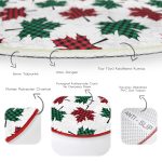 - RealHomes Dijital Baskılı Kaymaz Tabanlı Comfort Yuvarlak Halı - Realhomes Beyaz Zeminde Ekoseli Sonbahar Yaprak Desenli Dijital Baskılı Modern Bordo Balkon Yıkanabilir Kaymaz Tabanlı Yuvarlak Halı Realhomes