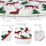 - RealHomes Dijital Baskılı Kaymaz Tabanlı Comfort Yuvarlak Halı - Realhomes  Beyaz Zeminde Çam Ağaçlı Ekoseli Geyik Motifli Dijital Baskılı Modern Bordo Balkon Yıkanabilir Kaymaz Tabanlı Yuvarlak Halı Realhomes