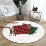 - RealHomes Dijital Baskılı Kaymaz Tabanlı Comfort Yuvarlak Halı - Realhomes  Beyaz Zeminde Ekoseli Kumaş Desenli Dijital Baskılı Modern Bordo Balkon Yıkanabilir Kaymaz Tabanlı Yuvarlak Halı Realhomes