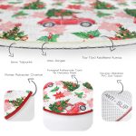 - RealHomes Dijital Baskılı Kaymaz Tabanlı Comfort Yuvarlak Halı - Realhomes  Beyaz Zeminde Yılbaşı Desenli Kırmızı Vosvos Dijital Baskılı Modern Bordo Balkon Yıkanabilir Kaymaz Tabanlı Yuvarlak Halı Realhomes