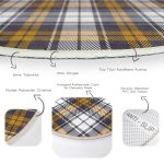 - RealHomes Dijital Baskılı Kaymaz Tabanlı Comfort Yuvarlak Halı - Realhomes Beyaz Zeminde Renkli Ekose Desenli Dijital Baskılı Modern Gold Ofis Yıkanabilir Kaymaz Tabanlı Yuvarlak Halı Realhomes