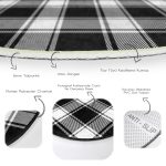 - RealHomes Dijital Baskılı Kaymaz Tabanlı Comfort Yuvarlak Halı - Realhomes  Beyaz Zeminde Siyah Ekose Desenli Dijital Baskılı Modern Ofis Yıkanabilir Kaymaz Tabanlı Yuvarlak Halı Realhomes