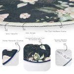 - RealHomes Dijital Baskılı Kaymaz Tabanlı Comfort Yuvarlak Halı - Realhomes Renkli Zeminde Beyaz Çiçek Desenli Dijital Baskılı Modern Salon ve Oturma Odası Yıkanabilir Kaymaz Tabanlı Yuvarlak Halı Realhomes