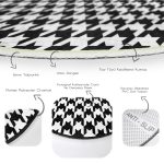 Beyaz Zeminde Siyah Ekose Desenli Dijital Baskılı Modern Ofis Yıkanabilir Kaymaz Tabanlı Yuvarlak Halı Realhomes