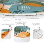 - RealHomes Dijital Baskılı Kaymaz Tabanlı Comfort Yuvarlak Halı - Realhomes  Renkli Zeminde Onedraw Çizimli Yaprak Desenli Dijital Baskılı Modern Turuncu Salon ve Oturma Odası Kaymaz Tabanlı Yuvarlak Halı Realhomes