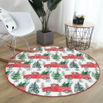 - RealHomes Dijital Baskılı Kaymaz Tabanlı Comfort Yuvarlak Halı - Realhomes Beyaz Zeminde Çam Ağacı Desenli Dijital Baskılı Modern Bordo Salon ve Oturma Odası Yıkanabilir Kaymaz Tabanlı Yuvarlak Halı Realhomes