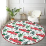 - RealHomes Dijital Baskılı Kaymaz Tabanlı Comfort Yuvarlak Halı - Realhomes Beyaz Zeminde Çam Ağacı Desenli Dijital Baskılı Modern Bordo Salon ve Oturma Odası Yıkanabilir Kaymaz Tabanlı Yuvarlak Halı Realhomes