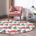 - RealHomes Dijital Baskılı Kaymaz Tabanlı Comfort Yuvarlak Halı - Realhomes Beyaz Zeminde Çam Ağacı Desenli Dijital Baskılı Modern Bordo Salon ve Oturma Odası Yıkanabilir Kaymaz Tabanlı Yuvarlak Halı Realhomes