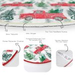 - RealHomes Dijital Baskılı Kaymaz Tabanlı Comfort Yuvarlak Halı - Realhomes Beyaz Zeminde Çam Ağacı Desenli Dijital Baskılı Modern Bordo Salon ve Oturma Odası Yıkanabilir Kaymaz Tabanlı Yuvarlak Halı Realhomes